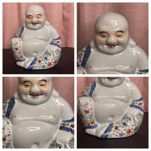 VTG Ceramic Laughing Buddha Figurine Symbol of happiness, wealth, & good fortune - Picture 8 of 16